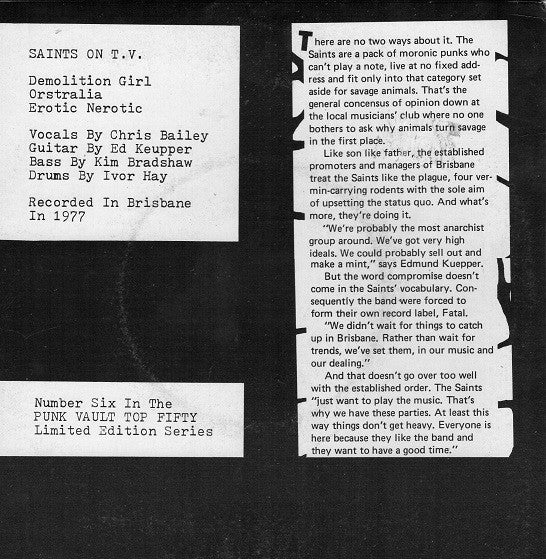 Saints "Saints Alive!" 7"